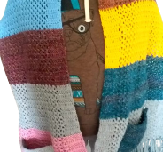 El Örgüsü Cepli Çok Renkli Kadın Şal Atkı