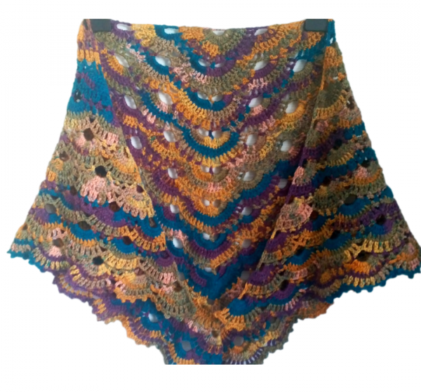 El Örgüsü Etnik Otantik Virüs Modeli Karışık Renk Küçük Boy Şal