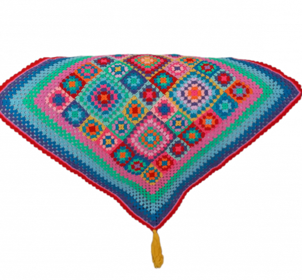El Örgüsü Etnik Otantik Motifli Renkli Püsküllü Çok Amaçlı Örtü