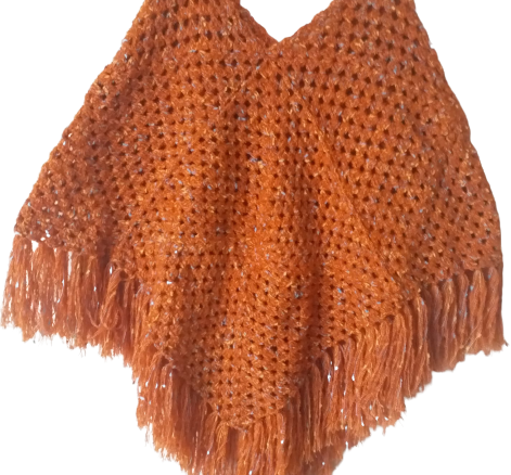 El Örgüsü Turuncu Kırçıllı Kadın Panço