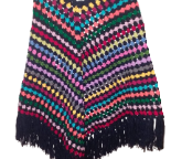 El Örgüsü Etnik Otantik Koyu Lacivert Çok Renkli Panço