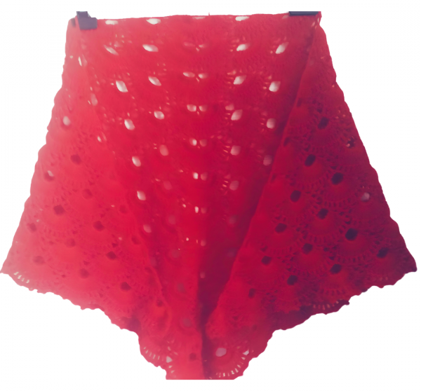 El Örgüsü Etnik Otantik Virüs Modeli Kırmızı Küçük Boy Tiftik Şal