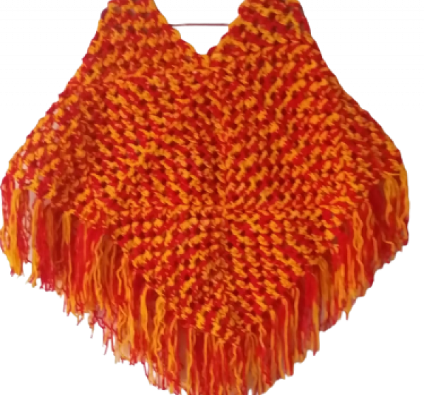 El Örgüsü Sarı & Kırmızı Taraftar Kadın Panço