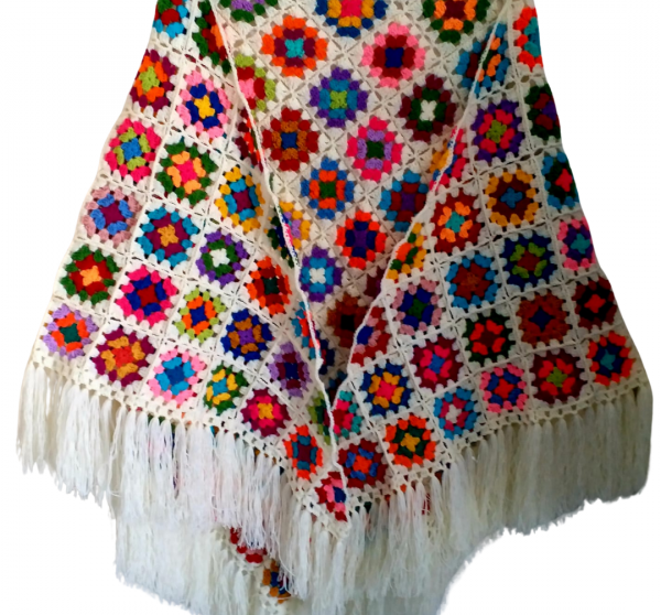 El Örgüsü Etnik Otantik Motifli Ekru Büyük Boy 