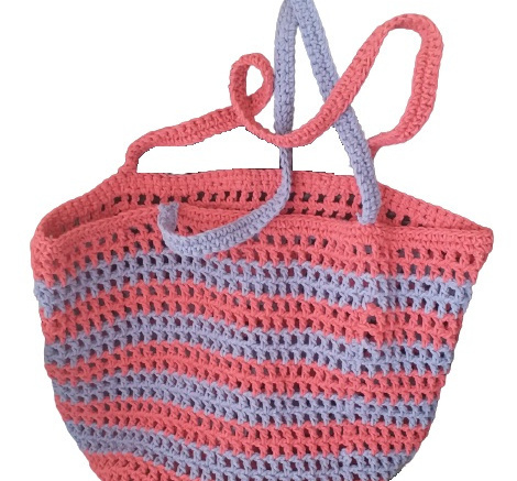 El Örgüsü Koton Makrome Turuncu&lila Plaj Çantası