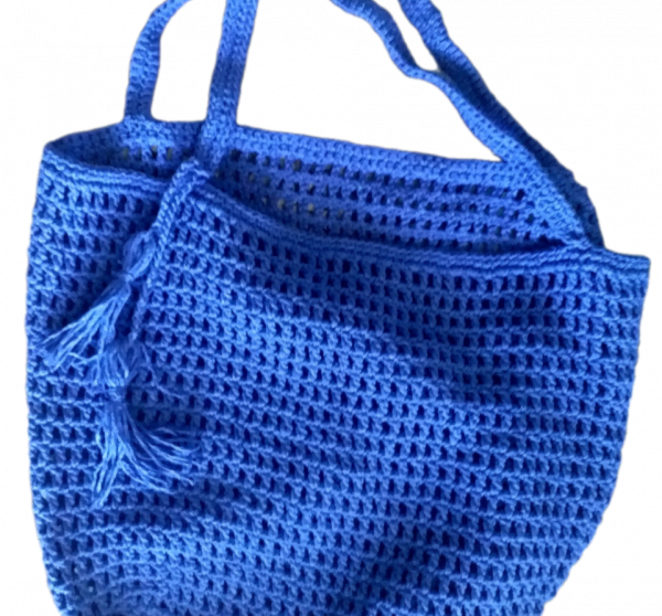 El Örgüsü Koton Makrome Mavi Plaj Çantası