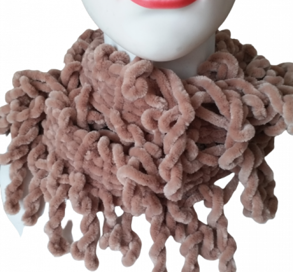 El Örgüsü Kahve Saçaklı Boyunluk