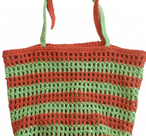 El Örgüsü Koton Makrome Turuncu&neon Yeşil Plaj Çantası