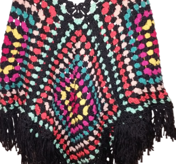 El Örgüsü Etnik Otantik Çok Renkli Panço