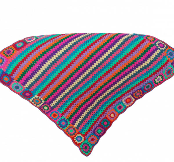El Örgüsü Etnik Otantik Motifli Çizgi Renkli Çok Amaçlı Örtü